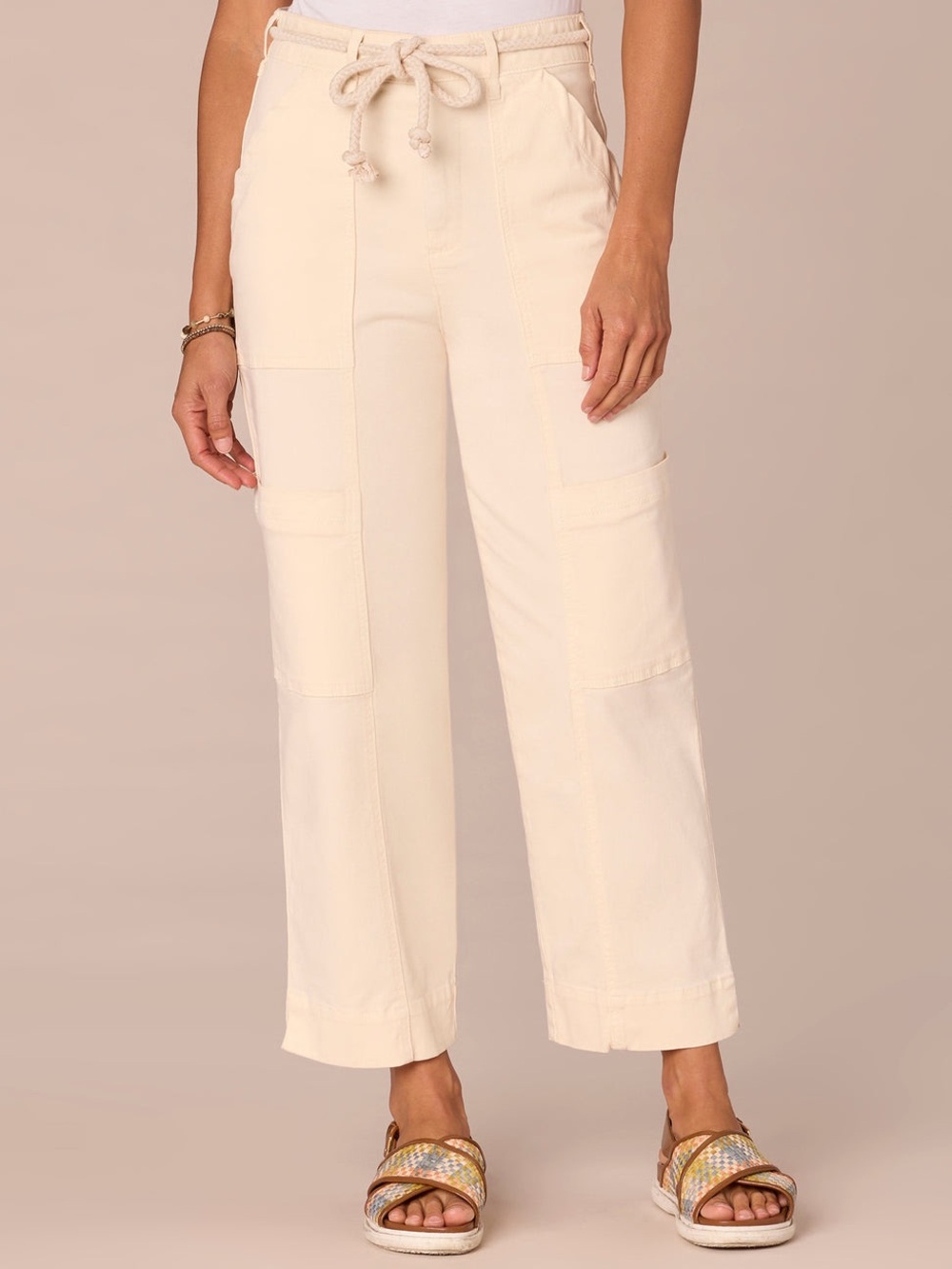 Democracy Women’s Cream Utility Drawstring Wide-Leg Pants